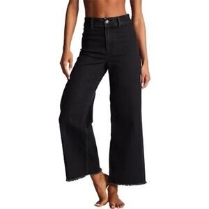 Billabong Free Fall High Waist Wide Leg Black Denim Jeans Womens Size 25 NEW